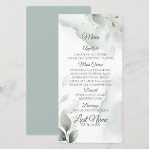 Dreamy Wedding Menu Watercolor Greenery
