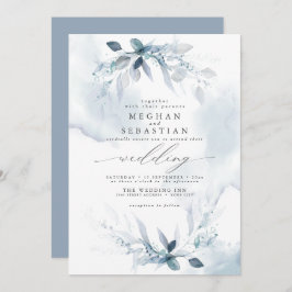 Dreamy Wedding Watercolor Convite Azul
