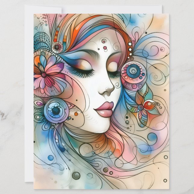 Dreamy Whimsical Woman Scrapbook Paper (Frente)