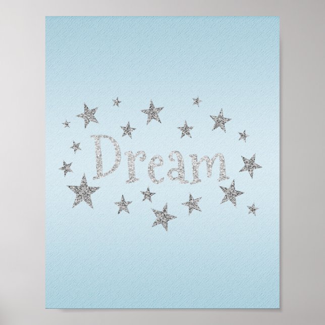 Drew Light Blue com Poster de brilho prateado (Frente)