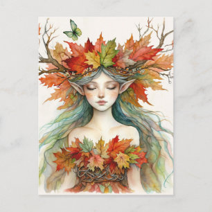 Dríade no Outono Fairy-core Cartão Postal