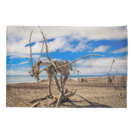 Driftwood trabalho de arte em Hokitika Beach, Nova