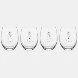Drinkware Set Snowman Joy Wine