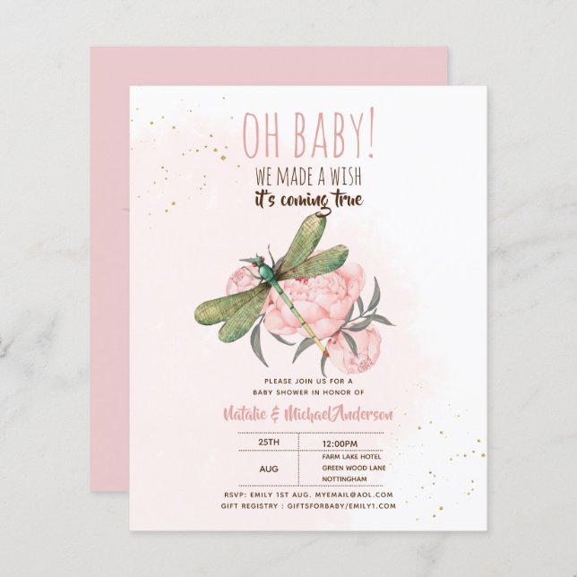 DROGONFLY FAZER UM Chá de fraldas De Desejo (Frente/Verso)