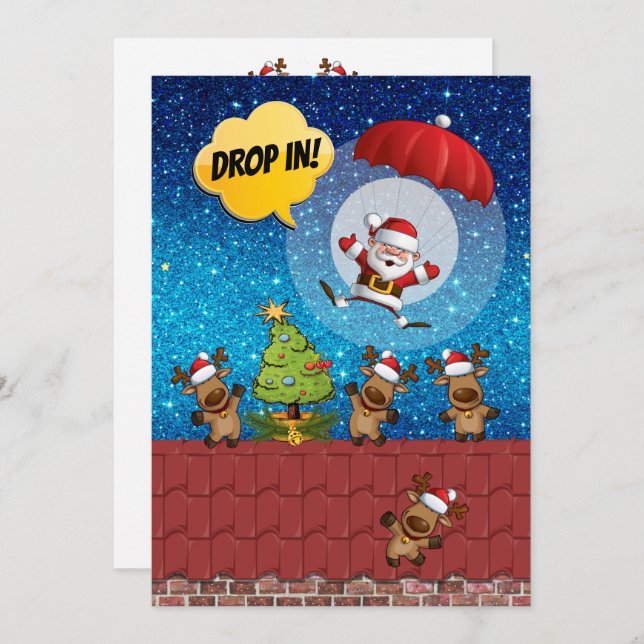 DROP IN Versão 2 no cocktail Convite de Natal (Frente/Verso)