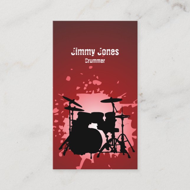 Drumkit Silhouter Splatter Red Cartão de visita (Frente)