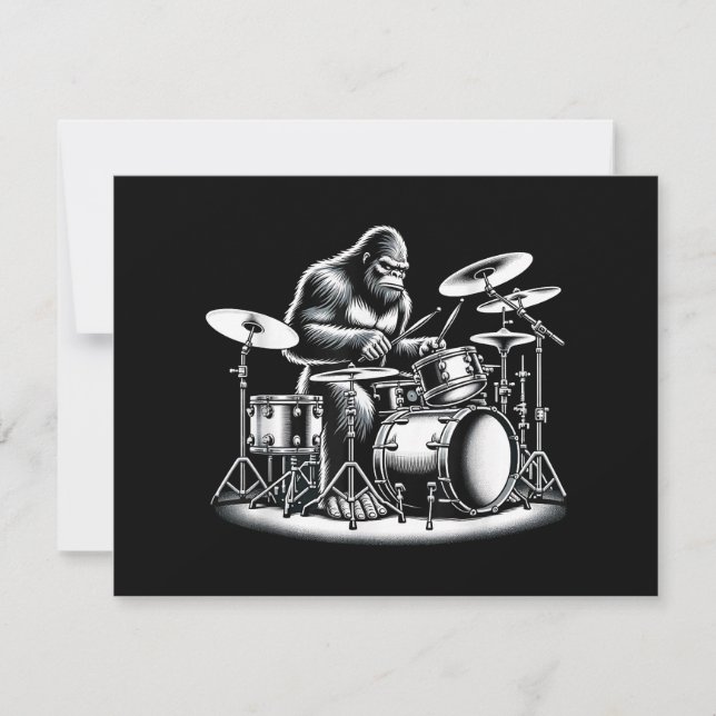 Drummer Bigfoot Sasquatch Tocando Tambores Músico  (Frente)