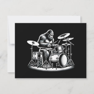 Drummer Bigfoot Sasquatch Tocando Tambores Músico