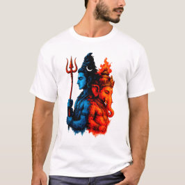 Dualidade Divina: Camiseta Azul Shiva & Ganesha