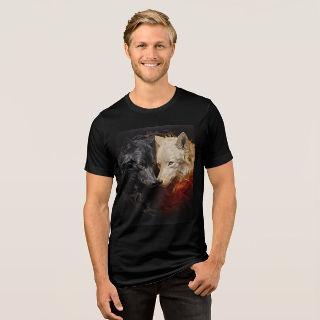 Duality Wolves – Black & White Spirit Art (Frente Completa)