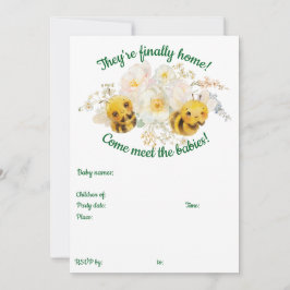 Duas Abelhas Encontram O Convite Para Bebês