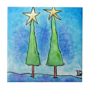 Duas árvores de Natal altas
