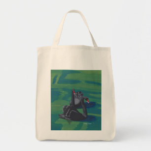 Duas bolsas de mão com pintura de cisnes negros na