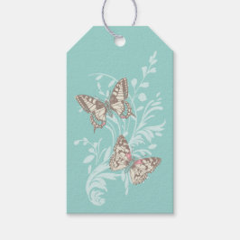 Duas borboletas desenhando uma etiqueta de present