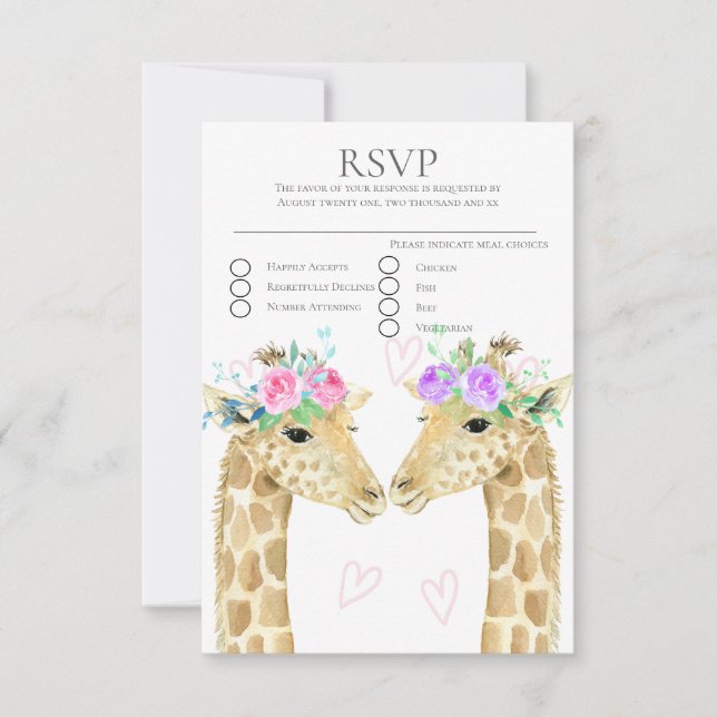 Duas Brides Giraffe Gay Lésbica RSVP (Frente)
