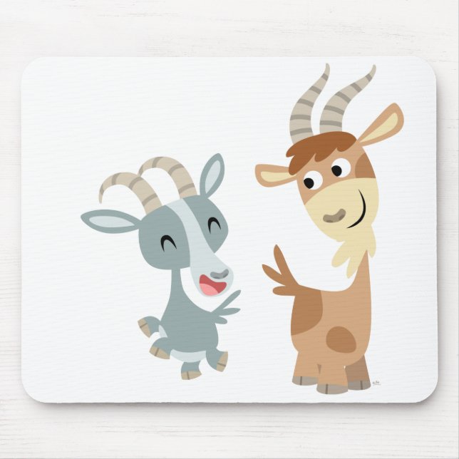 Duas cabras felizes bonitos Mousepad dos desenhos (Frente)