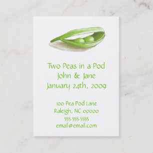 Duas ervilhas em cartões dos addess de um