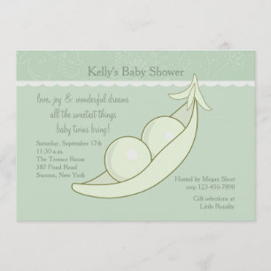 Duas ervilhas em um convite do chá de fraldas do