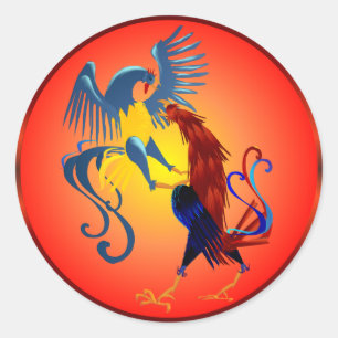 Duas etiquetas de combate coloridas dos galos