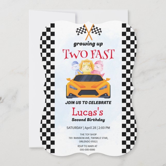 Duas Festas de segundo aniversário de Carro Rápido (Frente)