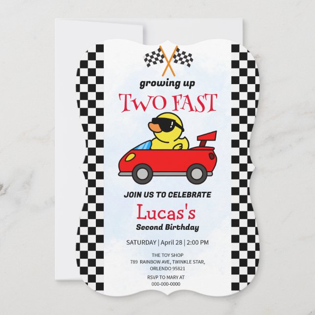 Duas Festas de segundo aniversário de Carro Rápido (Frente)