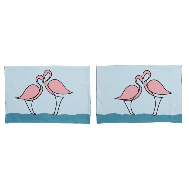 Duas Flamingas Rosa na Água (Frente - conjunto)