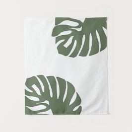 Duas Folhas de Monstera em Tapeçaria Branca