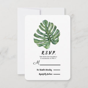 Duas folhas de palmeira elegantes RSVP Wedding