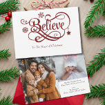Duas Fotografias Acreditam no Cartão de Natal Red<br><div class="desc">Acreditem que o cartão de Natal espalhe alegria de férias com o nosso lindo cartão de Natal! Apresentando a palavra emocionante "Acredite" em letras elegantes na frente, esta carta captura o verdadeiro espírito da estação, inspirando alegria e esperança. Principais recursos: Design da Frente Encantadora: A crescente mensagem "Acredite" serve como...</div>