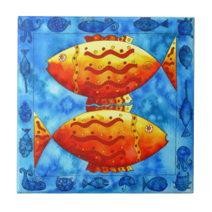 Duas Goldfish Watercolor Sea Life Underwater