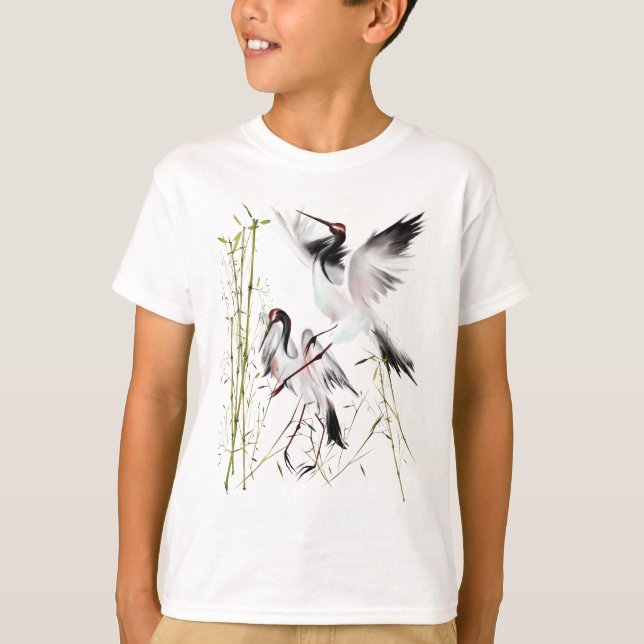 Duas Gruas Em Camisas De Bambu (Frente)