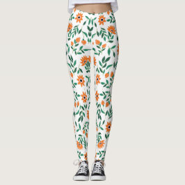 Duas imagens de leggings florais apresentam