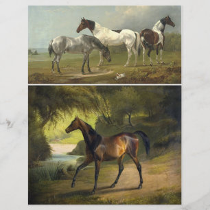 Duas lindas pinturas vitorianas dos cavalos