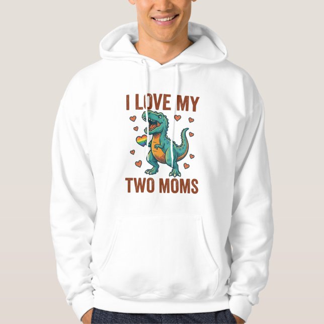 Duas Mães Orgulho Camisa Vector T Design de Dinoss (Frente)