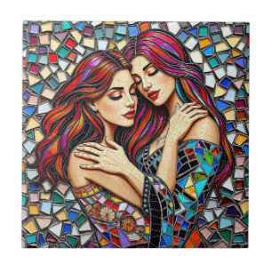 Duas mulheres apaixonadas   Estilo de Azulejo Mosa