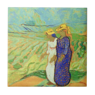 Duas mulheres cruzando os campos por Vincent van G