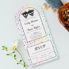 Duas noivas confetti arco-íris cores casamento lés