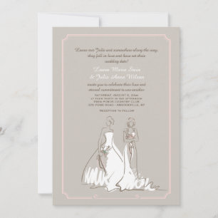 Duas noivas que Wedding o convite