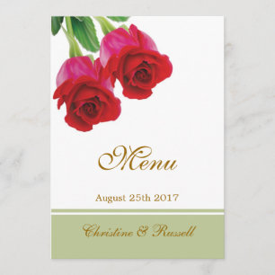 Duas rosas vermelhas que Wedding o convite do menu