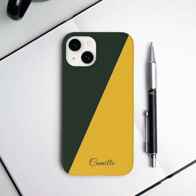 Duas Tons Douradas e Floresta Capa de telefone Ver (Two Tone Gold & Forest Green Phone Case)