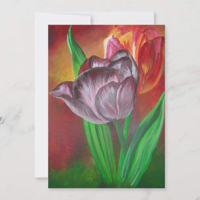 Duas Tulipas Contra Fundo Vermelho (Frente)