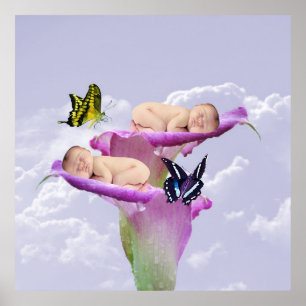 Duas vezes a alegria com a poster dos gêmeos bebês