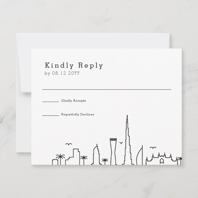 Dubai Wedding | RSVP Skyline Cidade Estilizada (Frente)