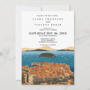 Dubrovnik Croácia Casamento Convite Retro