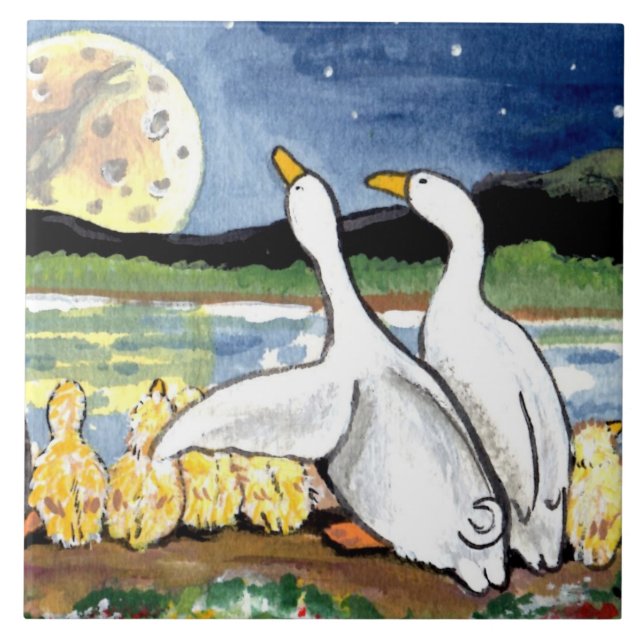 Duck Family Ducklings Assista Moon 6" Azulejo Triv (Frente)