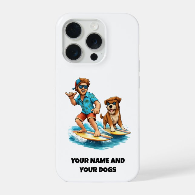 Dude and His Dog Surfing FUN Phone Sticker (Verso)