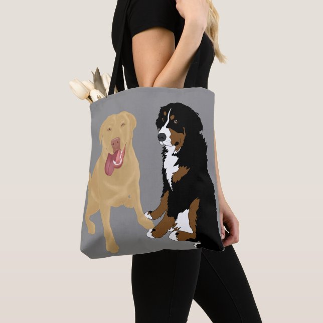 Dudley Labrador e Bernese Mountain Dog Tote Bag (Close Up)