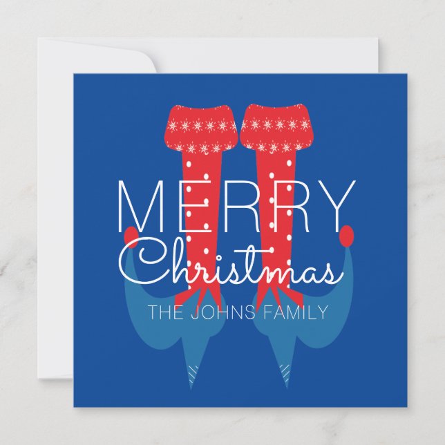Duende de Natal Vermelho Azul Script Floco de Neve (Frente)