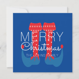 Duende de Natal Vermelho Azul Script Floco de Neve