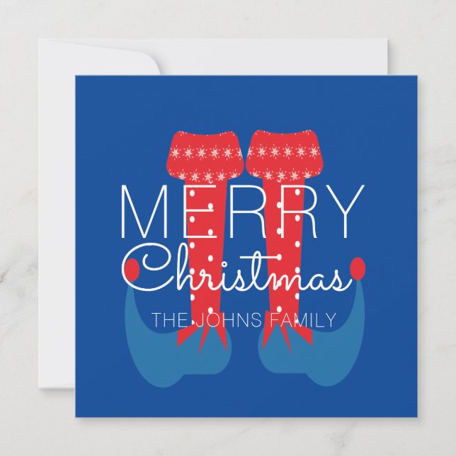 Duende de Natal Vermelho Azul Script Floco de Neve (Frente)